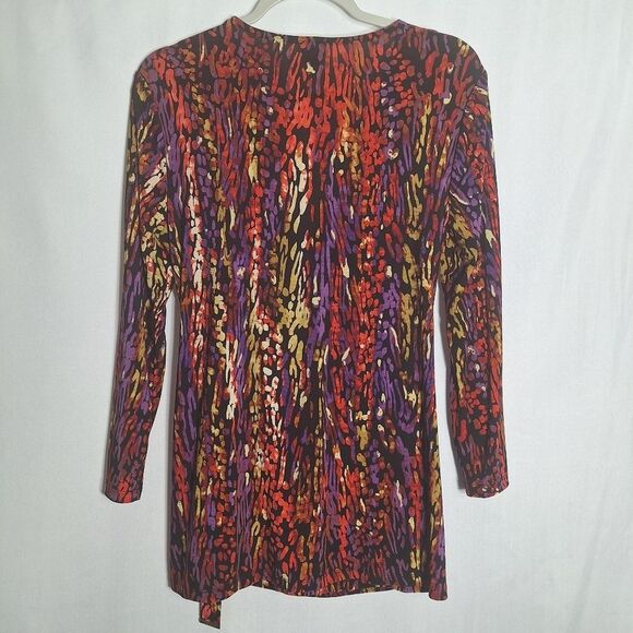 Ann Klein Womens Tunic Blouse Faux Wrap Slinky 3/4 Sleeve Medium - Picture 5 of 12